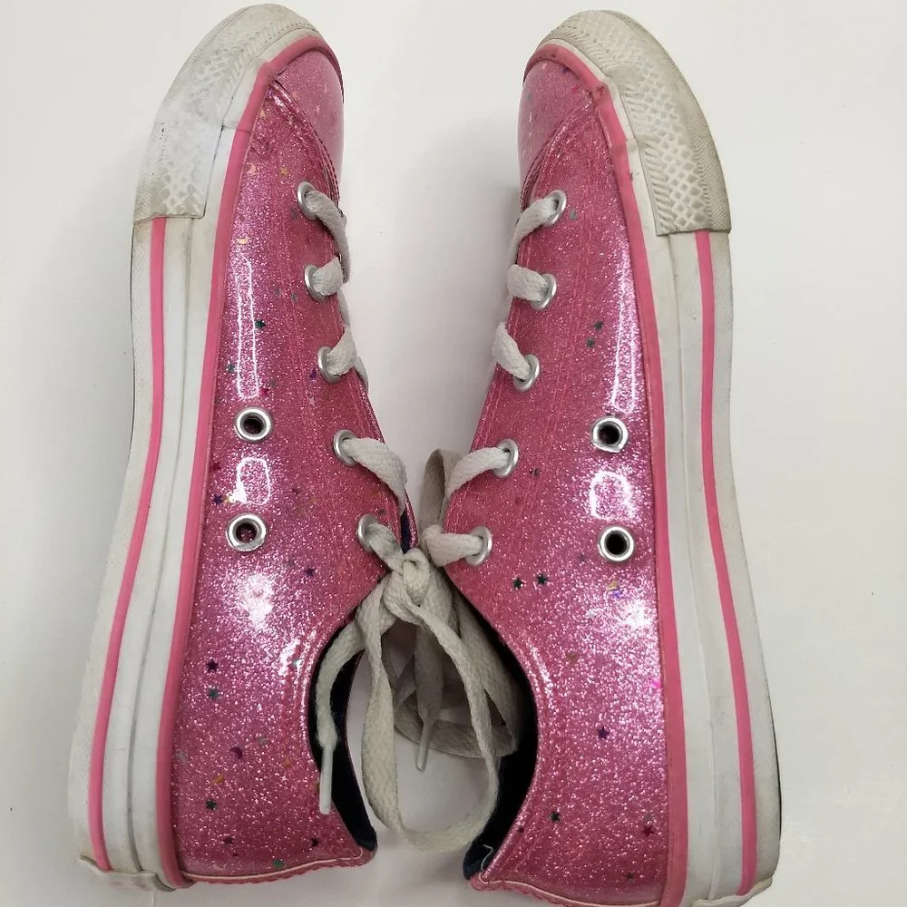pink Sparkle Galaxy Glitter Star Converse Size US 2 Youth Girls Fun Colorful